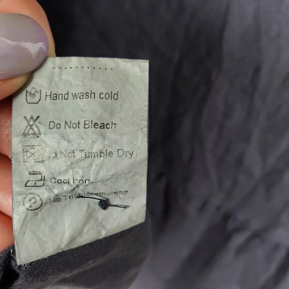 Rosemarine Italian Linen Dress Size L Navy Blue Sleeveless Crochet Shift Ruffle - Picture 9 of 12